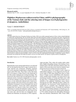 Flightless Disphaerona Rediscovered in China: Mtdna Phylogeography of the Yunnan Clade and the Sobering State of Fungus Weevil Phylogenetics (Coleoptera: Anthribidae)