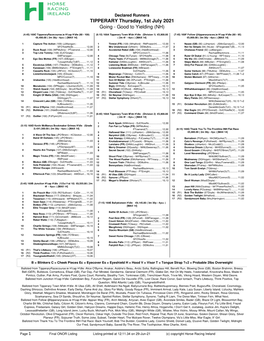 TIPPERARY Thursday, 1St July 2021 Going - Good to Yielding (NH)