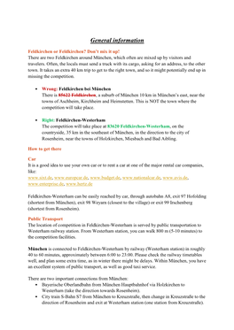 Accomodation Guide for Intl Open WKC Championships 2014