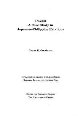 Davao: a Case Study in Japanese-Philippine Relations