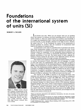 Foundations of the International System of Units (SI)