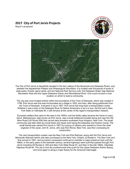 2017 City of Port Jervis Projects Mayor’S Proposed