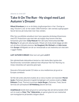 Ny Singel Med Last Autumn´S Dream!