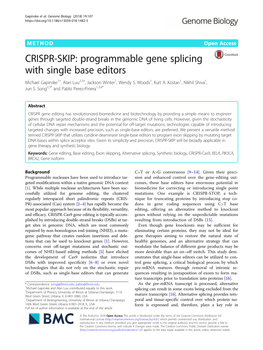 CRISPR-SKIP: Programmable Gene Splicing with Single Base Editors Michael Gapinske1†, Alan Luu2,3†, Jackson Winter1, Wendy S