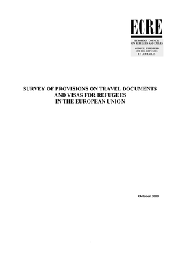 Survey on Provisions on Travel Documents and Visas for Refugees in the European Union