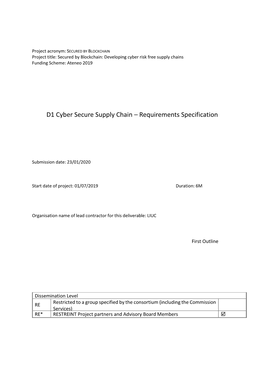 D1 Cyber Secure Supply Chain – Requirements Specification