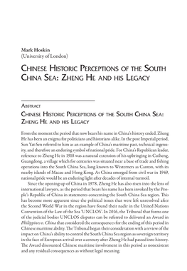 Chinese Historic Perceptions of the South China Sea : Zheng He And