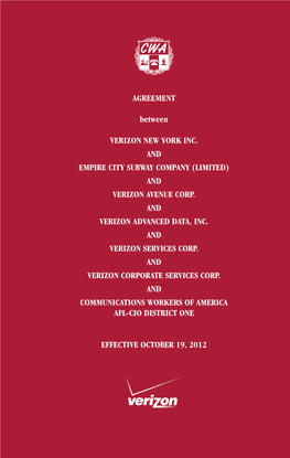 AGREEMENT Between VERIZON NEW YORK INC. AND