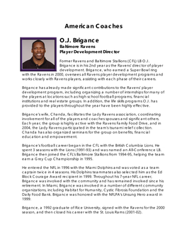 American Coaches O.J. Brigance