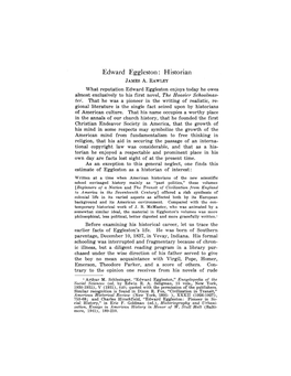 Edward Eggleston : Historian JAMESA