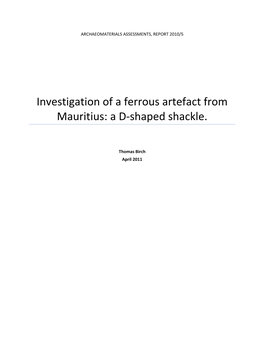 Investigation of a Ferrous Artefact from Mauritius: a D-Shaped Shackle