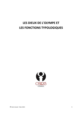 Les Dieux De L'olympe Et Les Fonctions Typologiques