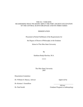 The O.C. Voss Site: Reassessing What We Know About the Fort Ancient Occupation of the Central Scioto Drainage and Its Tributaries