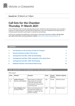 View Call Lists: Chamber PDF File 0.07 MB