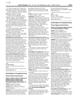 Federal Register/Vol. 73, No. 128/Wednesday, July 2, 2008/Notices