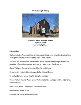 Columbia Street, Historic Helena April 14, 2018 Led by Holly Hope
