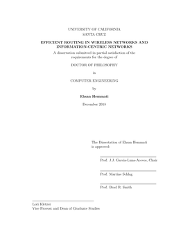 University of California Santa Cruz Efficient Routing In