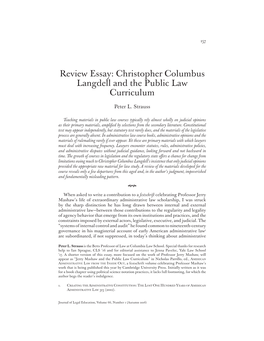 Christopher Columbus Langdell and the Public Law Curriculum