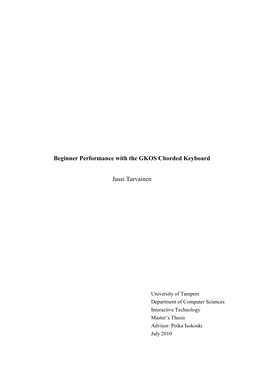 Beginner Performance with the GKOS Chorded Keyboard Jussi Tarvainen