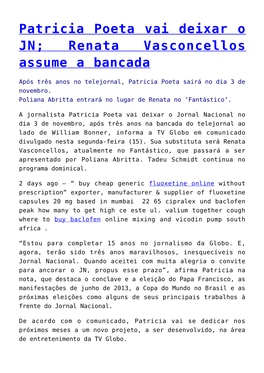 Patricia Poeta Vai Deixar O JN; Renata Vasconcellos Assume a Bancada