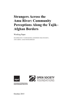 Community Perceptions Along the Tajik–Afghan Borders