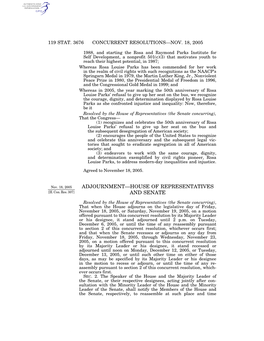 Adjournment—House of Representatives and Senate