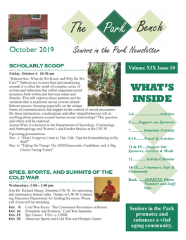 The Park Bench October 2019 Seniors in the Park Newsletter