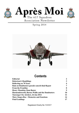 Aprèsthe 617 Squadron Moi Association Newsletter Spring 2014
