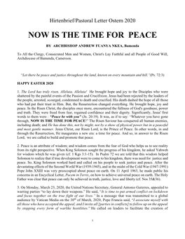 Now Is the Time for Peace