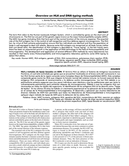 Overview on HLA and DNA Typing Methods