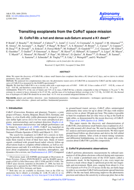 Transiting Exoplanets from the Corot Space Mission***