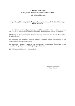 UCHWAŁA Nr 4977/2018 ZARZĄDU WOJEWÓDZTWA WIELKOPOLSKIEGO Z Dnia 28 Lutego 2018 Roku