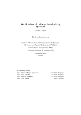 Verification of Railway Interlocking Systems