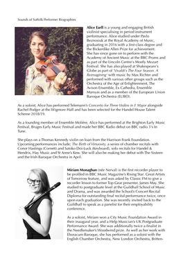 Sounds of Suffolk Performer Biographies