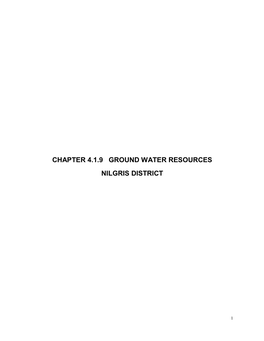 Chapter 4.1.9 Ground Water Resources Nilgris District