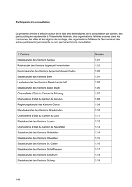 Participants À La Consultation La Présente Annexe S'articule Autour