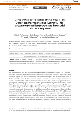 Comparative Cytogenetics of Tree Frogs of the Dendropsophus Marmoratus (Laurenti, 1768) Group: Conserved Karyotypes and Interstitial Telomeric Sequences