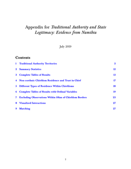 Appendix for Traditional Authority and State Legitimacy: Evidence from Namibia