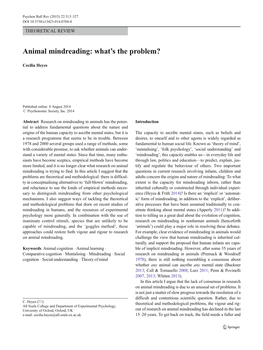 Animal Mindreading: What’S the Problem?