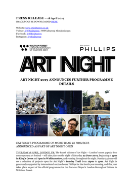 PRESS RELEASE – 18 April 2019 ART NIGHT 2019 ANNOUNCES