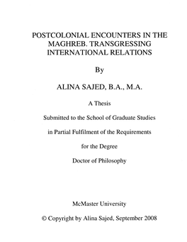 Postcolonial Encounters in the Maghreb