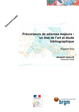 Précurseurs De Séismes Majeurs : Un État De L'art Et Étude Bibliographique