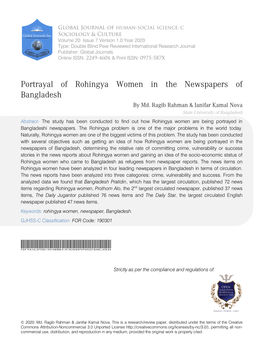 Portrayal of Rohingya Women in the Newspapers of Bangladesh by Md