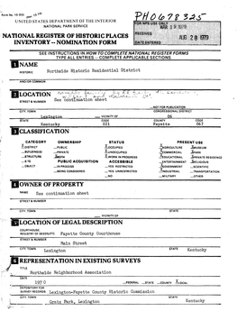 Rational Register of Historic Places Inventory « Nomination Form