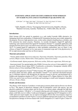 Extensive Application of Ethyl Formate with Nitrogen on Nusery Plants and Cut Flowers in Quarantine Use