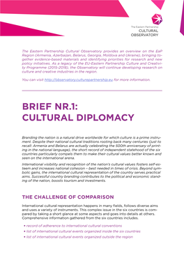 Brief Nr.1: Cultural Diplomacy