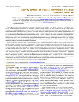 Activity Patterns of Arboreal Mammals in a Tropical Rain Forest in México