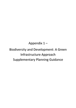 A Green Infrastructure Approach Supplementary Planning Guidance