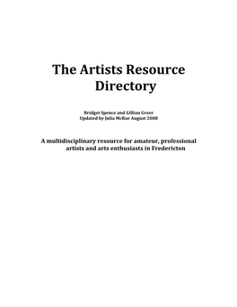 Artist's Resource Directory