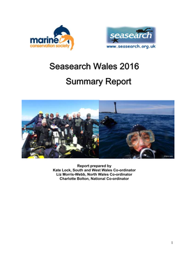 Seasearch Wales 2016 Summary Report
